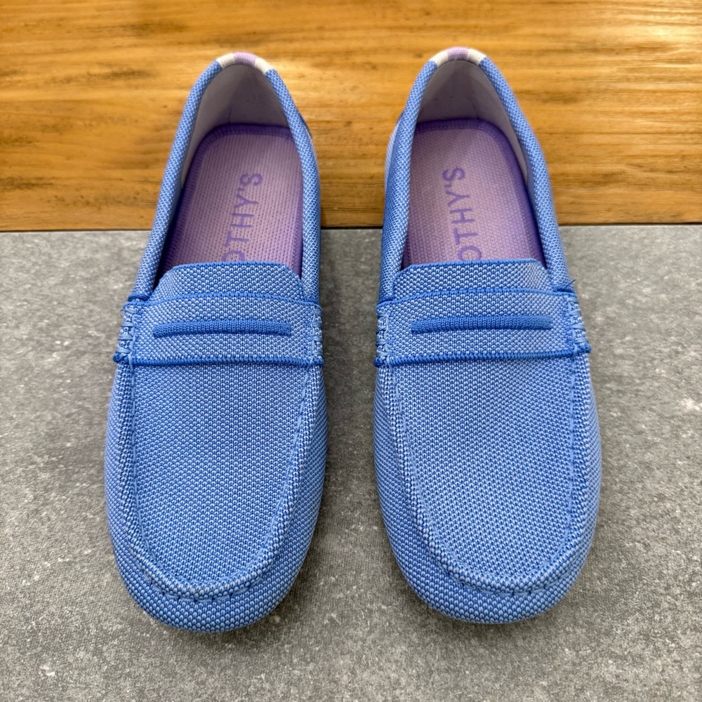 Rothy's The Driver Sky Slip On Loafer Blue Lavender Heel Stripe Size 7.5 - Picture 2 of 13